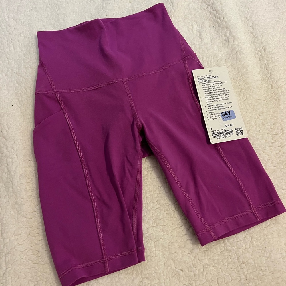 LULULEMON ALIGN HE SHORT 8” POCKETS (BIKER SHORTS) NEW WITH TAGS